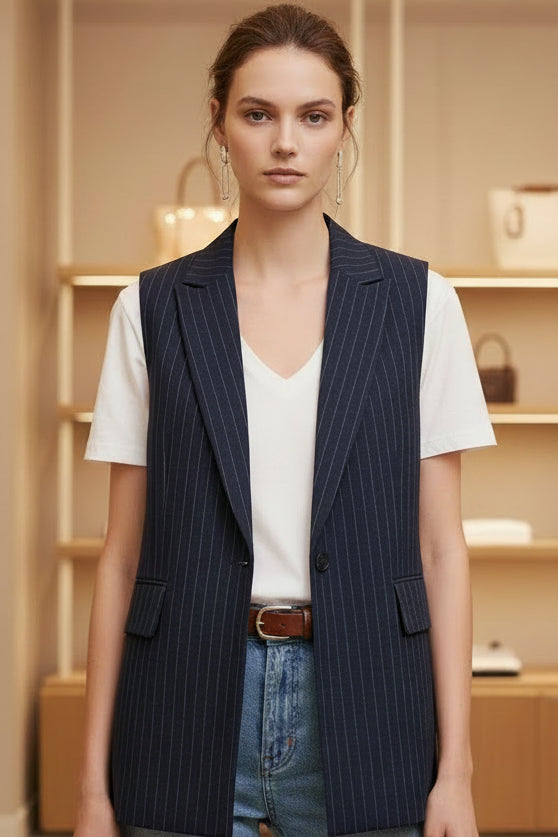 Veste sans manches à rayures
