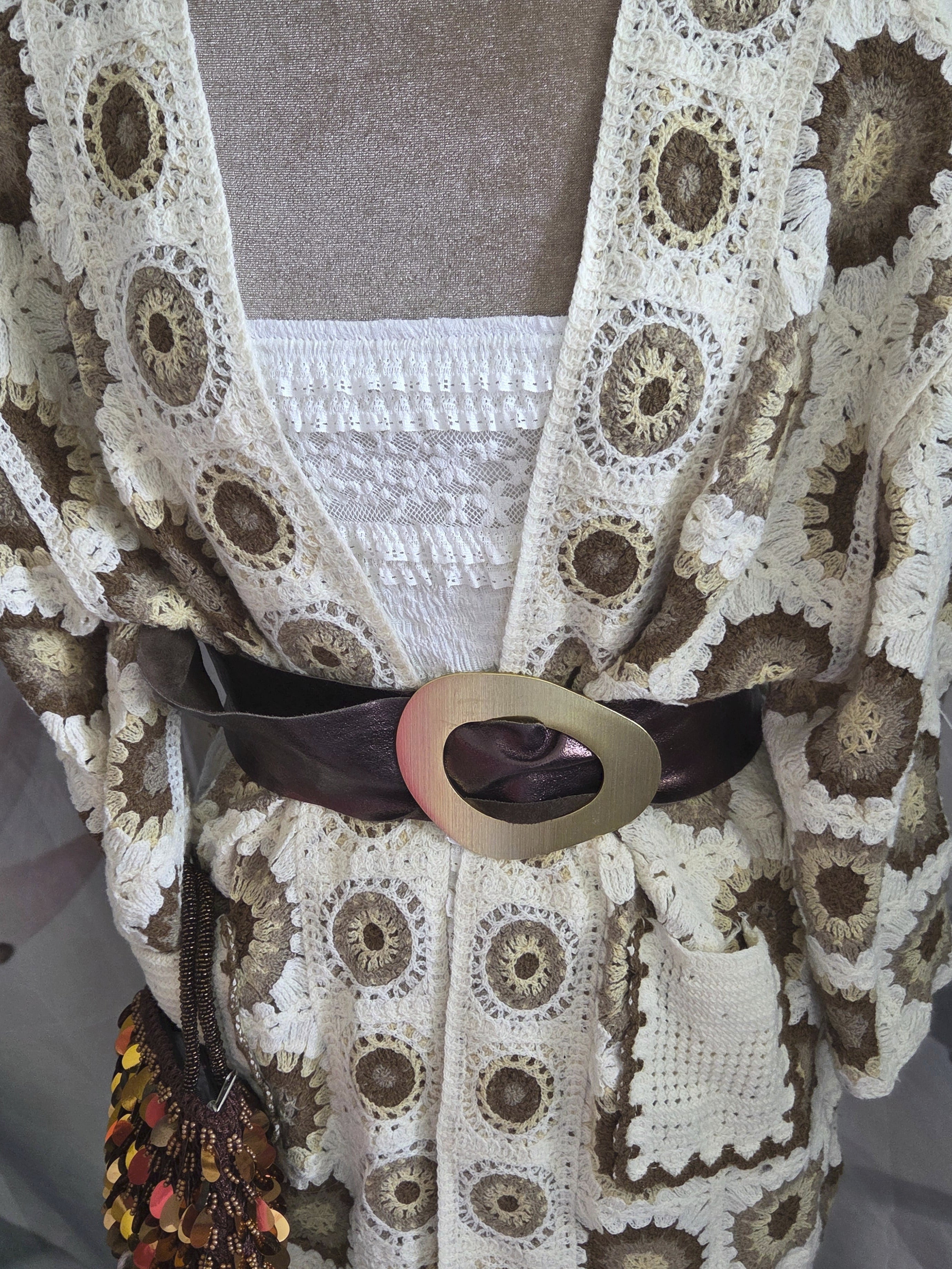 Grand gilet en crochet T.UNIQUE