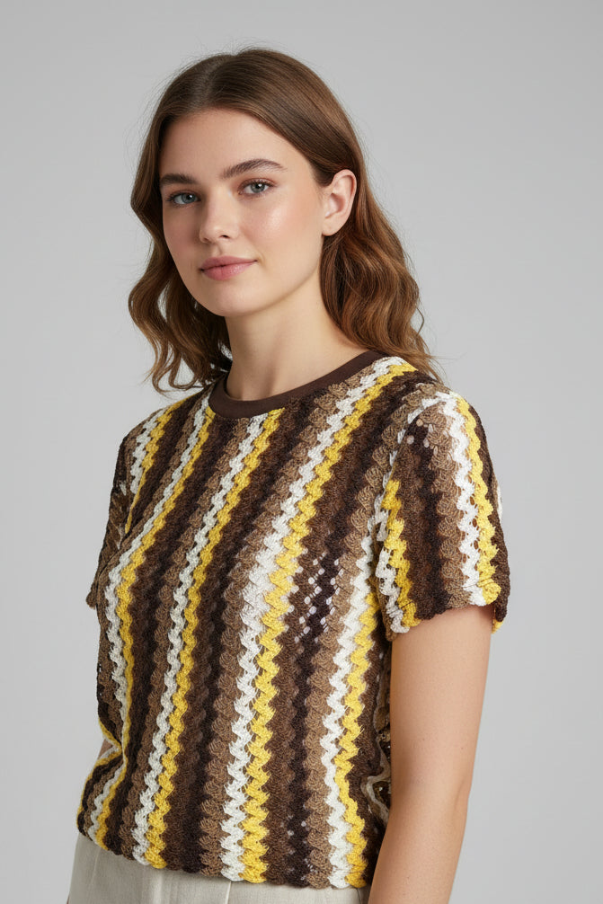 Tee-shirt crochet manches courtes